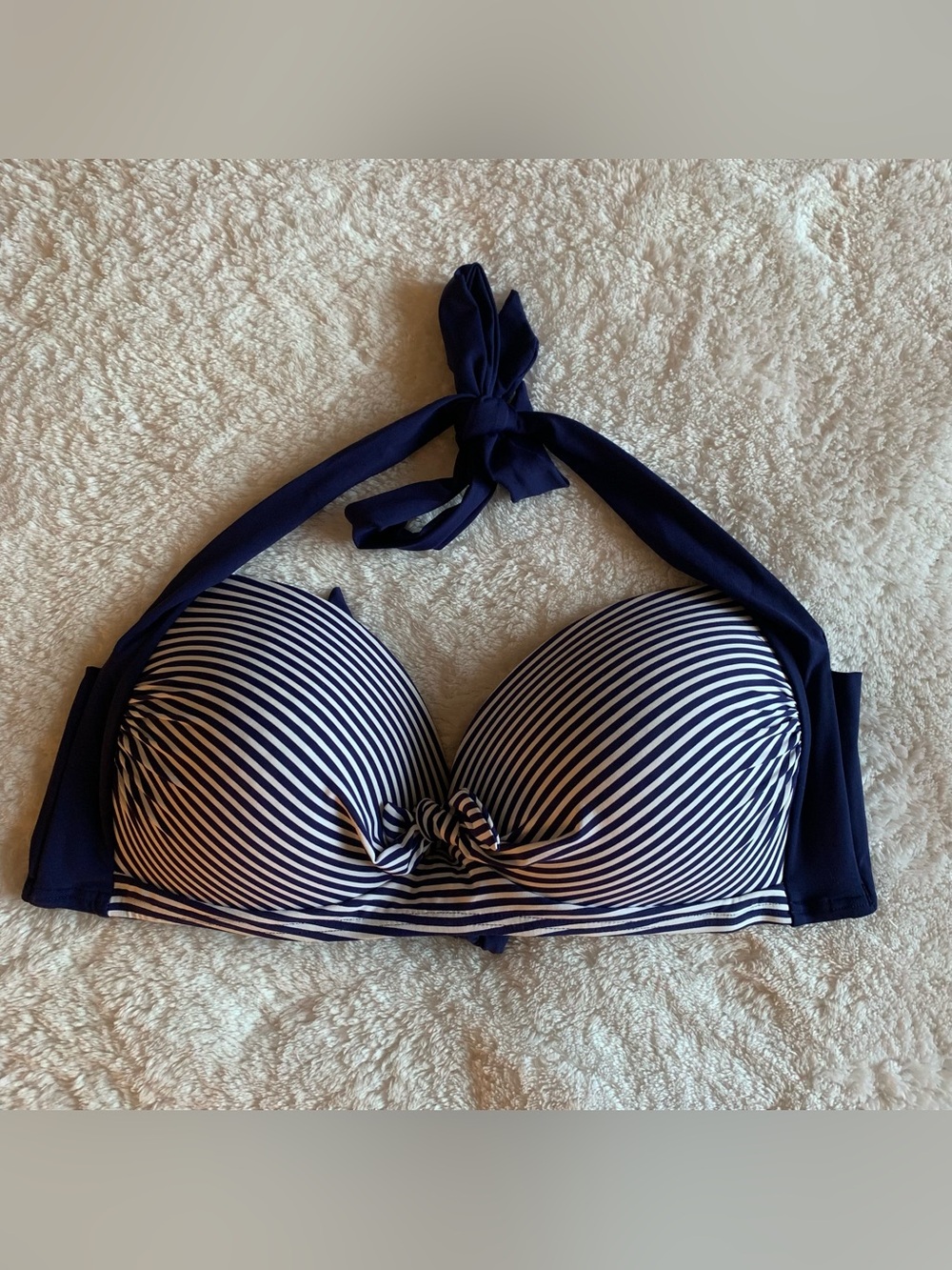 Apt. 9 Navy & White Nautical Striped Halter Bikini Top Size XXL